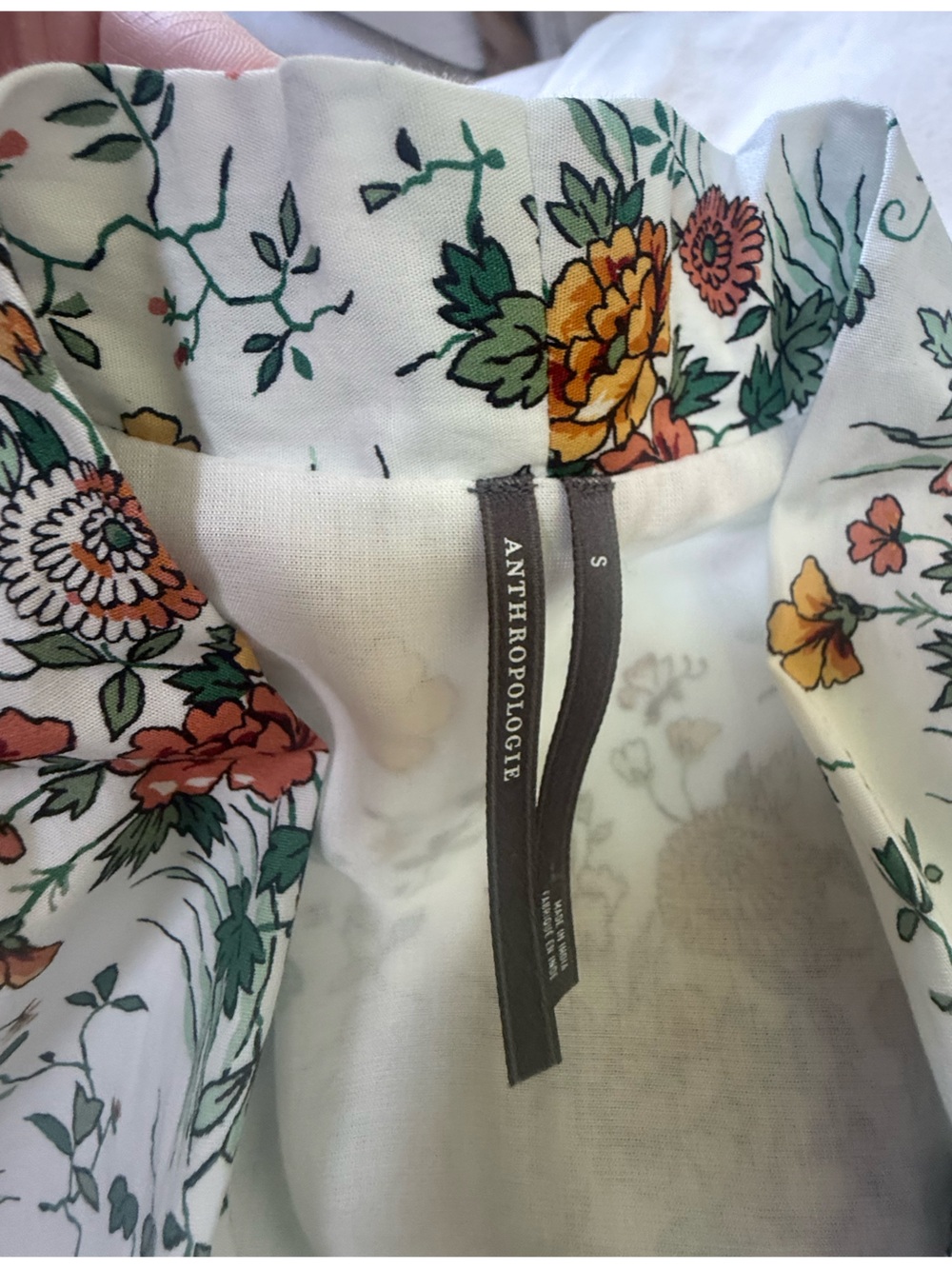 Anthropologie Cottage Garden Floral Gold Zipper Front Dress w Yellow Rust Blooms - Picture 9 of 11